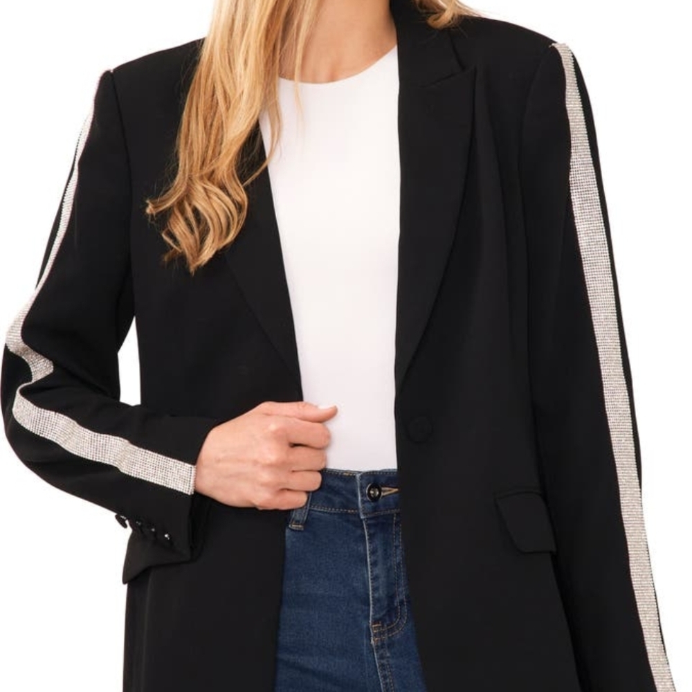 CeCe Black Blazer with Silver Accents